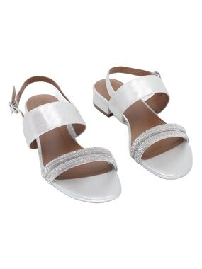 Style & Co Selbiee Silver Metallic Rhinestone Slingback Flat Sandals Size 8M